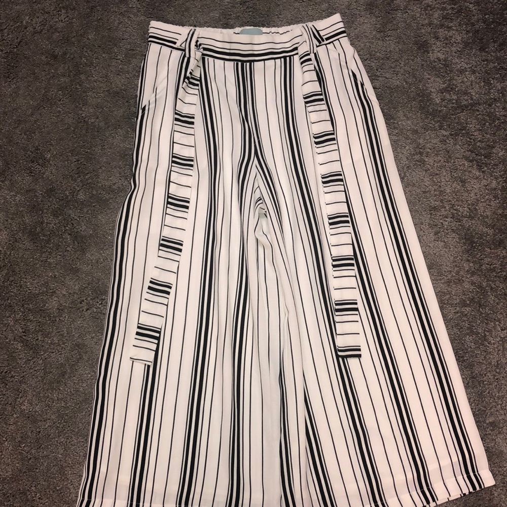 Black and white wide legged pants